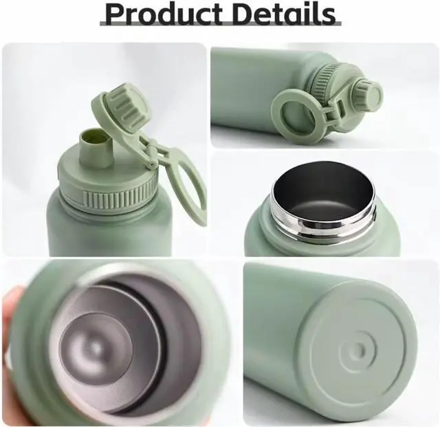 Alt view image 2 of 4 - Insulated Water Bottle 32 oz Double Wall Vacuum Stainless Steel Magnetic Phone Holder 9 Colors (Pink)