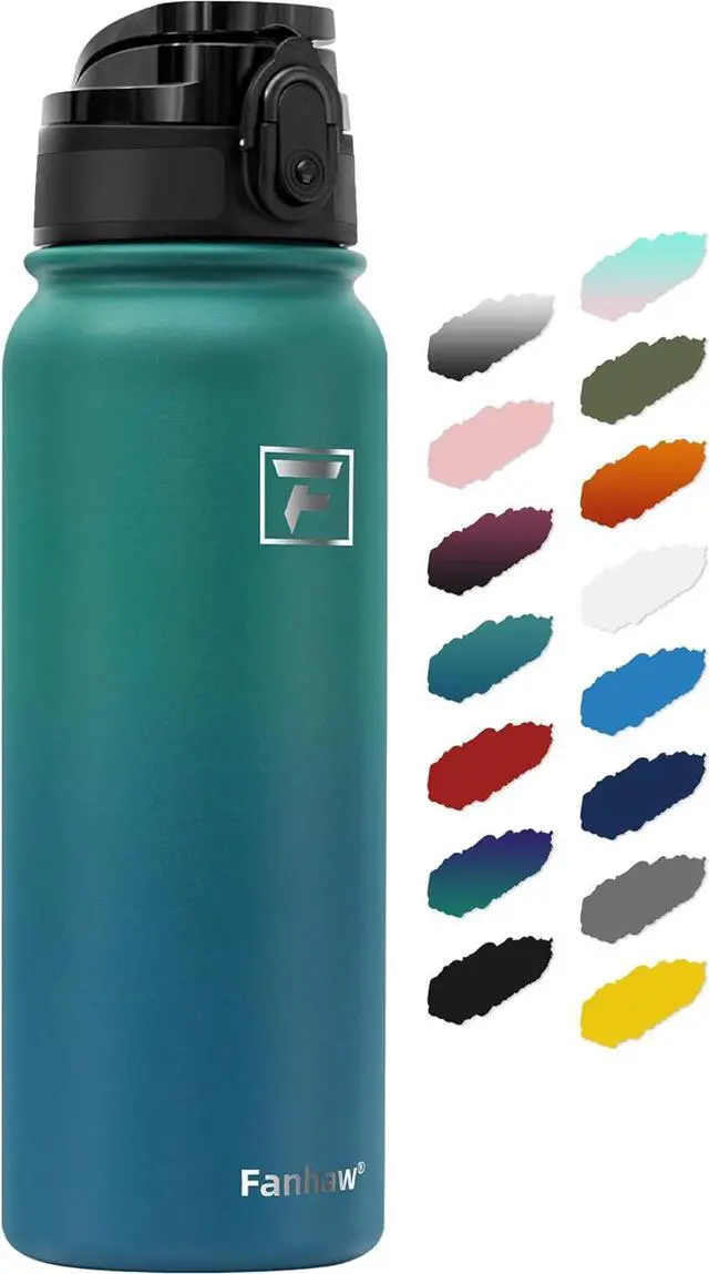 Main image of 20 Oz Insulated Stainless Steel Water Bottle with Chug Lid - Leak & Sweat Proof with Anti-Dust Lid (Green Blue)