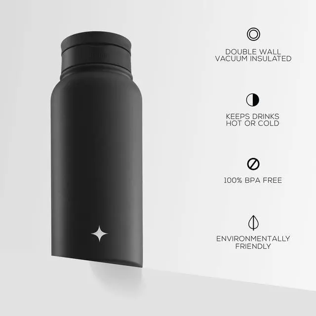 Alt view image 4 of 7 - Triple Insulated Water Bottle with Straw Lid AND Flip Lid! 32oz Large Water Bottle 12 Hour Hot/Cold Vacuum Insulated Stainless Steel Bottle. BPA-Free Leakproof Water Bottles - Thermos Bottle