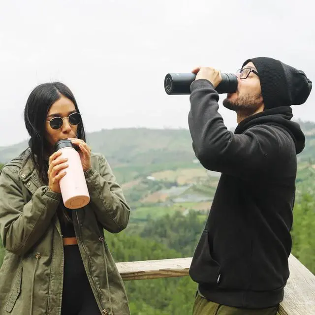 Alt view image 7 of 7 - Triple Insulated Water Bottle with Straw Lid AND Flip Lid! 32oz Large Water Bottle 12 Hour Hot/Cold Vacuum Insulated Stainless Steel Bottle. BPA-Free Leakproof Water Bottles - Thermos Bottle