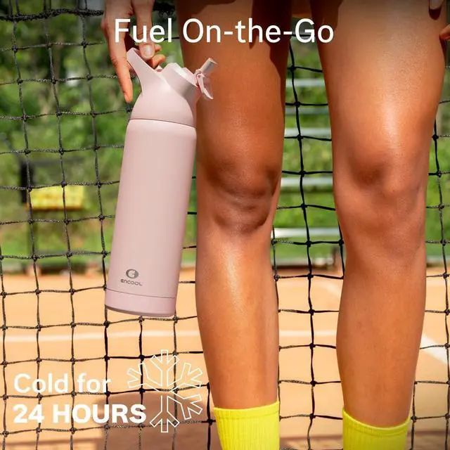 Alt view image 7 of 7 - Insulated Water Bottle with Straw - Encool Stainless Steel Water Bottle Reusable Leakproof and BPA-Free for Sports Travel Cold for 24 Hours 24 oz Cotton Candy