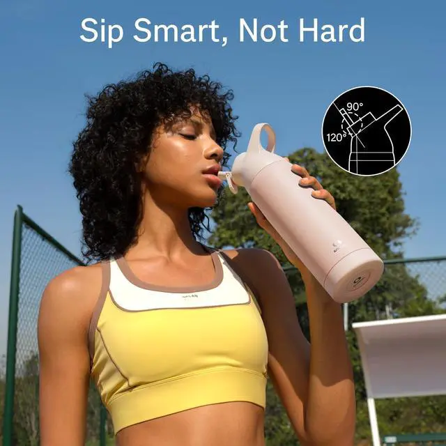 Alt view image 6 of 7 - Insulated Water Bottle with Straw - Encool Stainless Steel Water Bottle Reusable Leakproof and BPA-Free for Sports Travel Cold for 24 Hours 24 oz Cotton Candy