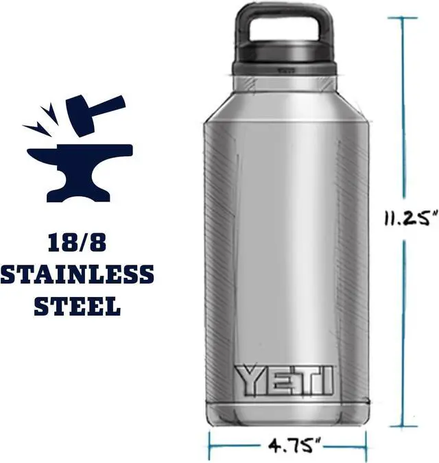 Alt view image 4 of 7 - Rambler 64 oz Bottle Vacuum Insulated Leakproof Stainless Steel with Chug Cap Black