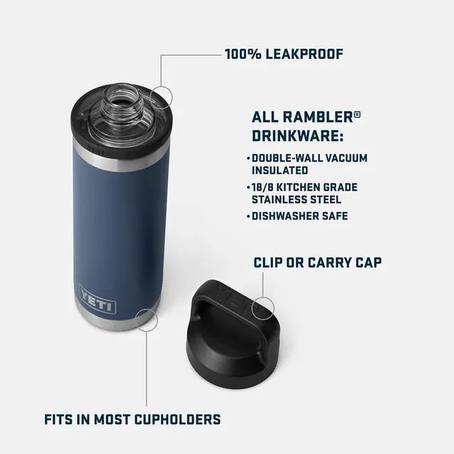 Alt view image 2 of 6 - Rambler 18 oz Bottle Vacuum Insulated Stainless Steel with Chug Cap Navy