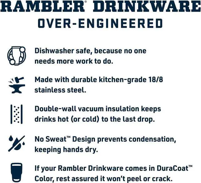 Alt view image 4 of 7 - Rambler 18 oz Bottle Vacuum Insulated Stainless Steel with Straw Cap Navy