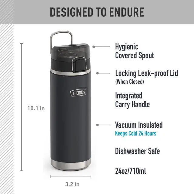 Alt view image 2 of 7 - ICON SERIES Stainless Steel Water Bottle with Spout - 24 Ounce Granite - Vacuum Insulated Water Bottle with Lid