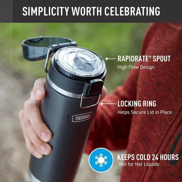 Alt view image 3 of 7 - ICON SERIES Stainless Steel Water Bottle with Spout - 24 Ounce Saddle - Vacuum Insulated Water Bottle with Lid