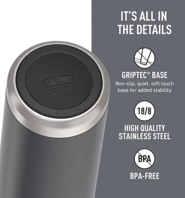 Alt view image 4 of 7 - ICON SERIES Stainless Steel Water Bottle with Spout - 24 Ounce Granite - Vacuum Insulated Water Bottle with Lid