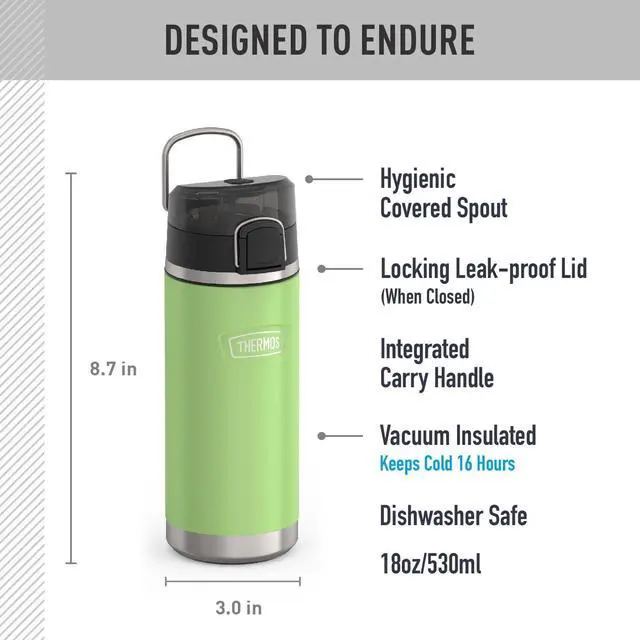 Alt view image 2 of 7 - ICON SERIES Water Bottle with Spout - 18 Ounce Lime - Stainless Steel Vacuum Insulated Water Bottle with Lid