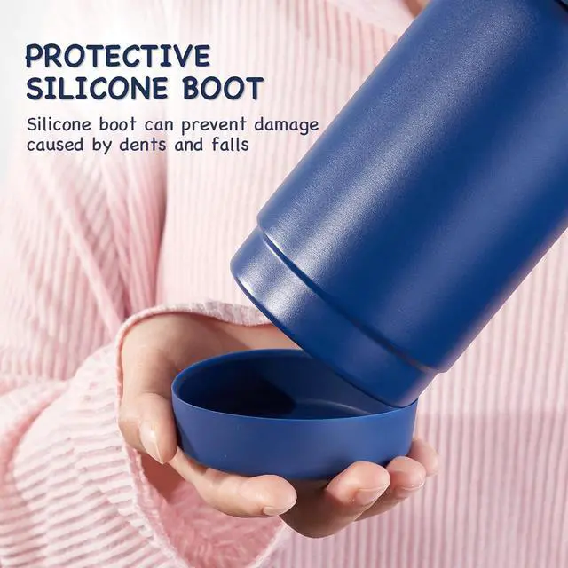 Alt view image 5 of 7 - 12oz Kids Water Bottle Stainless Steel Insulated Water Bottle For Kids Toddler Cup With Straws Leak-proof Kids Water Bottles For School Boys Girls BPA Free Blue