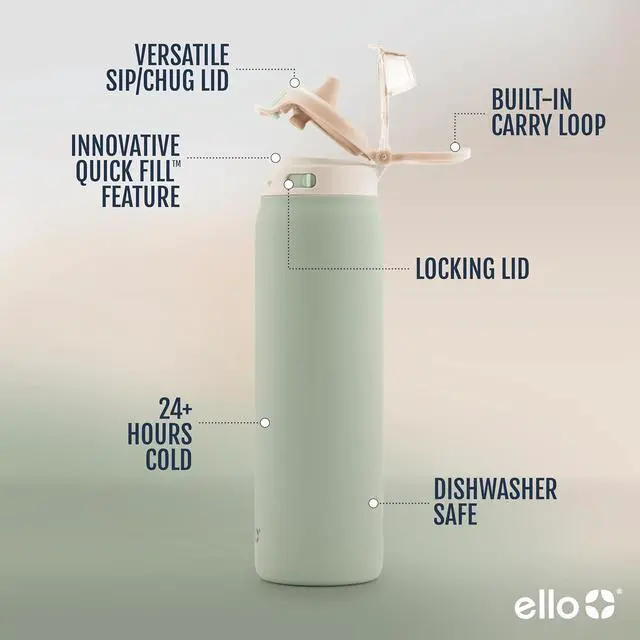 Alt view image 3 of 7 - Pop & Fill Stainless Steel Water Bottle with Quick Fill Technology Double Walled Vacuum Insulated Metal Leak Proof Locking Lid Sip & Chug BPA Free Holiday Gift for Him Her 22oz 32oz 40oz