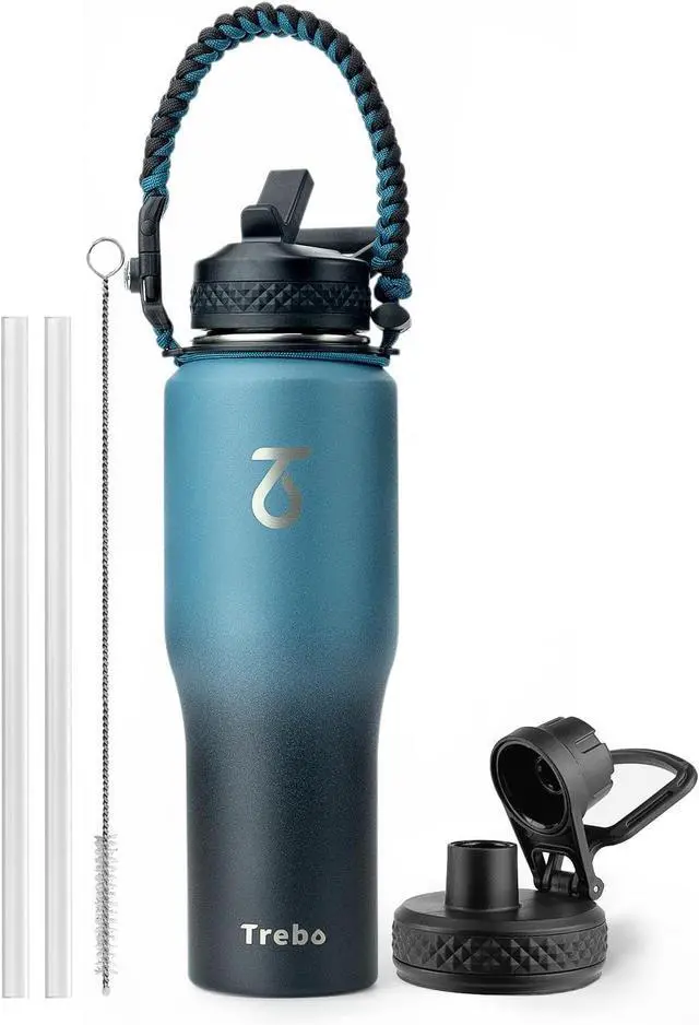 Main image of 40 oz Water Bottle Insulated Fit in Any Car Cup Holder Triple Wall Vacuum Insulated Water Bottle (Cold for 48 Hrs Hot for 24 Hrs) Leakproof Stainless Steel Tumbler Flask with Paracord Handle