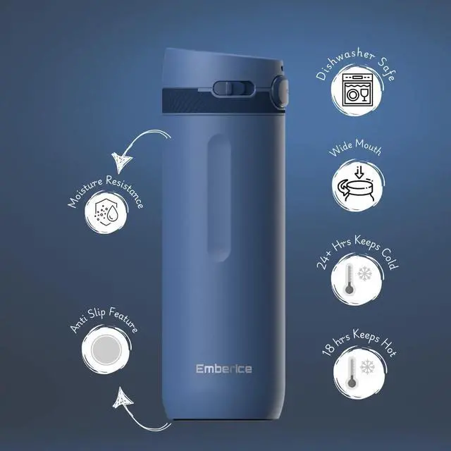 Alt view image 4 of 7 - 20 oz Thermos Vacuum Insulated Bottles - Double Wall Coffee Thermal for Travelers & Campers Keeps Drinks Hot 18H Cold 24H Leak-Free BPA-Free Food-Grade Stainless Steel (Royal Blue)