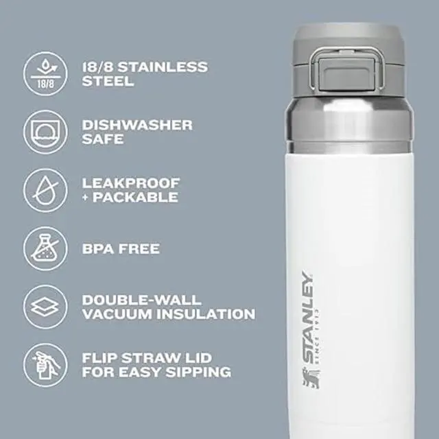 Alt view image 4 of 7 - Stanley Quick Flip GO Water Bottle 24 oz | Push Button Lid | Leakproof and Packable for Travel and Sports | Insulated Stainless Steel | BPA-Free | Polar