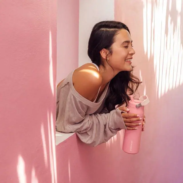 Alt view image 5 of 7 - Stanley IceFlow Flip Straw 2.0 Water Bottle 24 oz | Built-In Straw for Travel and Sports | Lightweight and Leak Resistant | Insulated Stainless Steel | BPA-Free | Pink Mesa