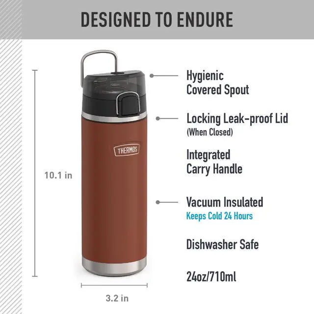 Alt view image 2 of 7 - ICON SERIES Stainless Steel Water Bottle with Spout - 24 Ounce Saddle - Vacuum Insulated Water Bottle with Lid