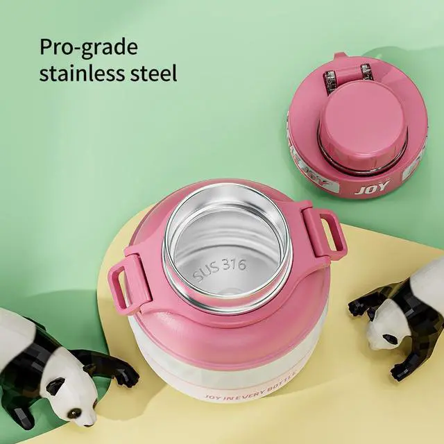 Alt view image 4 of 7 - Stainless Steel Double Vacuum Insulated Water Bottle for Cold Drinks Sports Travel Fashion Office Leak-proof Flip Cold Iced for 12 Hours 16OZ / 500ML