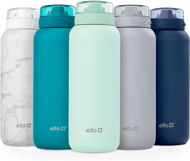 Main image of Ello Cooper 32oz Stainless Steel Water Bottle with Straw and Carry Handle, Double Walled and Vacuum Insulated Metal, Leak Proof Locking Lid with Soft Silicone Spout, Reusable, BPA Free, Yucca