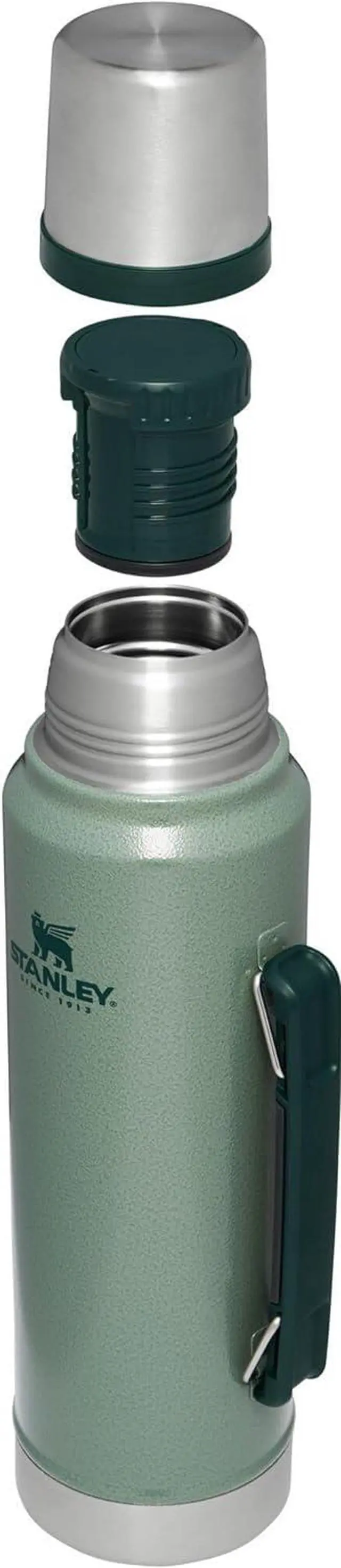 Alt view image 3 of 5 - Stanley Classic Legendary Vacuum Bottle 1.1 qt | Wide Mouth with Leakproof Cup Lid | Keep Drinks Hot or Cold | Packable for Travel | Insulated Stainless Steel Thermos | BPA-Free | Hammertone Green