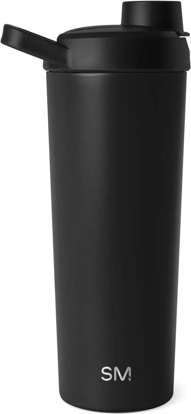 Alt view image 2 of 7 - Stainless Steel Shaker Bottle with Ball 24oz | Metal Insulated Cup for Protein Mixes Shakes and Pre Workout | Rally Collection | Midnight Black