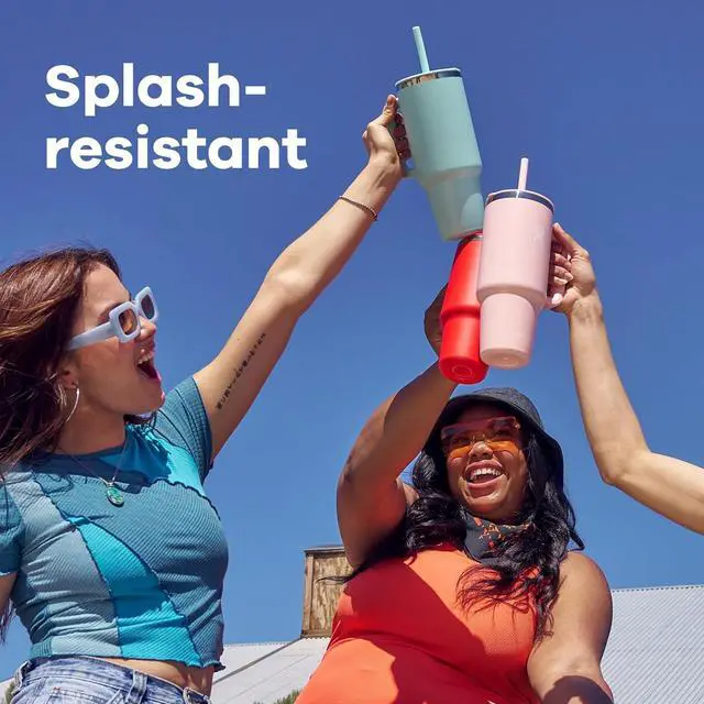 Alt view image 7 of 7 - 32 Oz Travel Tumbler with Handle Lid and Straw - Insulated Stainless Steel in Sugarplum