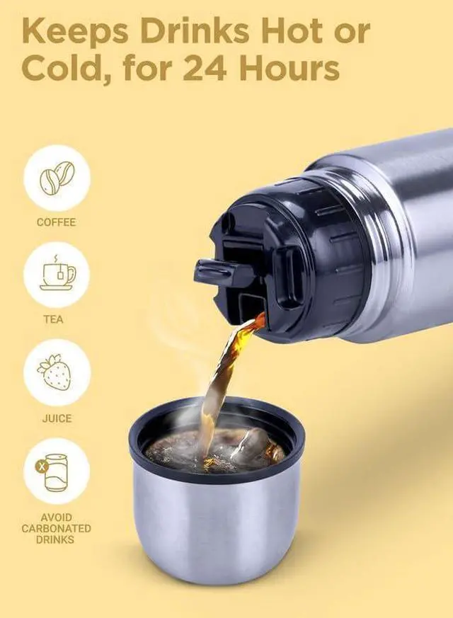 Alt view image 5 of 7 - Milton Thermosteel Flip Lid Flask 350 Double Walled Vacuum Insulated Thermos 350 ml | 12 oz | 24 Hours Hot and Cold Water Bottle with Cover 18/8 Stainless Steel BPA Free Leak-Proof | Silver