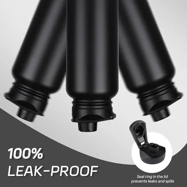 Alt view image 5 of 6 - 32 oz Insulated Water Bottle Stainless Steel Double Walled Vacuum Sports Water Bottle with 2 Lids (Straw and Spout Lid) for Gym Camping Hiking(Black 1)