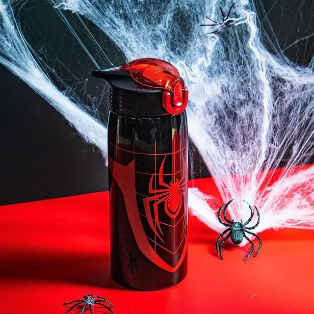 Alt view image 3 of 6 - Marvel Spider-Man Water Bottle for Travel and At Home 19 oz Vacuum Insulated Stainless Steel with Locking Spout Cover Built-In Carrying Loop Leak-Proof Design (Miles Morales)