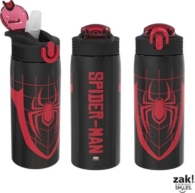 Alt view image 6 of 6 - Marvel Spider-Man Water Bottle for Travel and At Home 19 oz Vacuum Insulated Stainless Steel with Locking Spout Cover Built-In Carrying Loop Leak-Proof Design (Miles Morales)