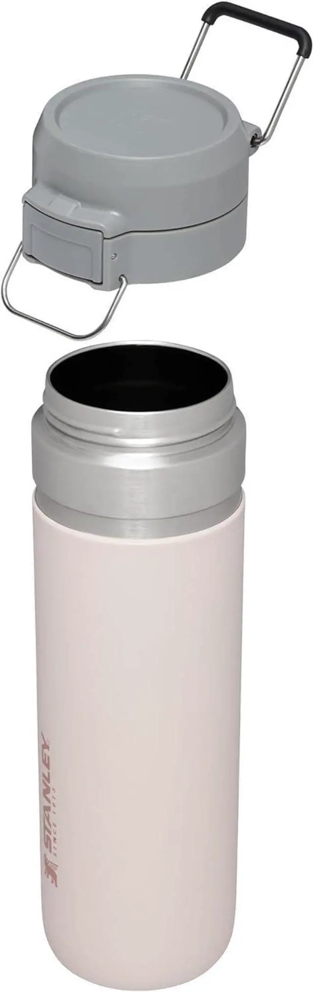 Alt view image 3 of 7 - Stanley Quick Flip GO Water Bottle 24 oz | Push Button Lid | Leakproof and Packable for Travel and Sports | Insulated Stainless Steel | BPA-Free | Rose Quartz