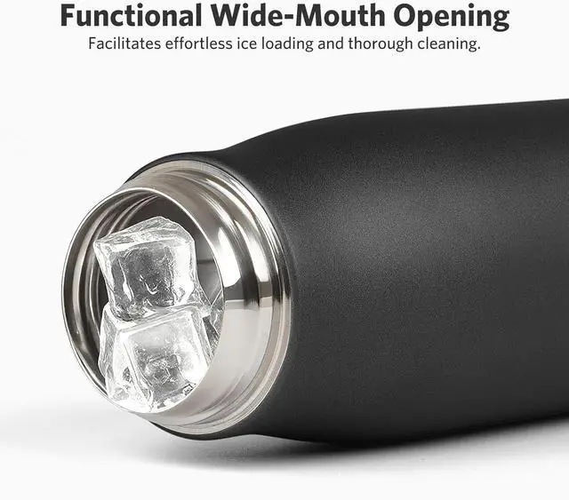 Alt view image 2 of 7 - Water Bottles with Portable LidHydro Insulated Thermal Flask for Hot or Cold Drinks 350ml Stainless Steel Metal Reusable Water Bottle for Kids Adults Midnight Black