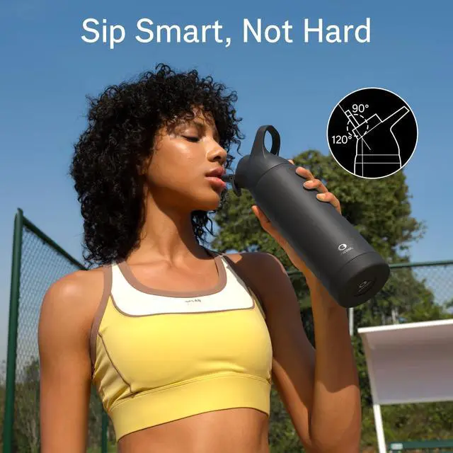 Alt view image 5 of 7 - Insulated Water Bottle with Straw - Encool Stainless Steel Water Bottle Reusable Leakproof and BPA-Free for Sports Travel Cold for 24 Hours 32 oz Black Night