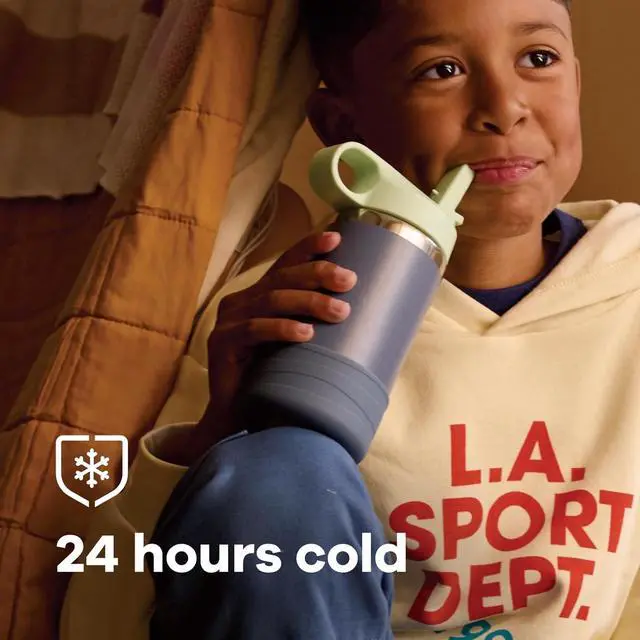 Alt view image 5 of 7 - HYDRO FLASK Kids Water Bottle Jr. Stainless Steel Insulated With Straw Cap for Water Milk Juice School Camp Sport Play and Lunch Easy to Clean Leak-Resistant