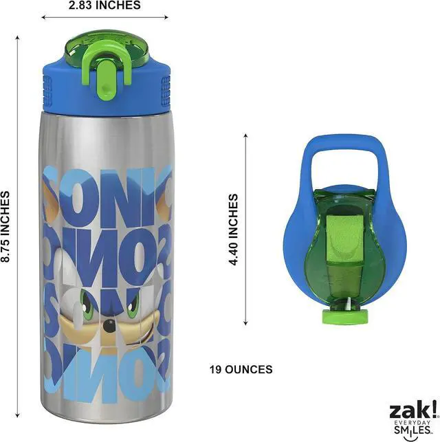 Alt view image 5 of 7 - Sonic the Hedgehog Water Bottle for Travel and At Home 19 oz Vacuum Insulated Stainless Steel with Locking Spout Cover Built-In Carrying Loop Leak-Proof Design (Sonic)
