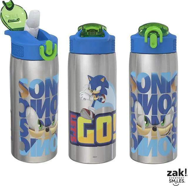 Alt view image 6 of 7 - Sonic the Hedgehog Water Bottle for Travel and At Home 19 oz Vacuum Insulated Stainless Steel with Locking Spout Cover Built-In Carrying Loop Leak-Proof Design (Sonic)