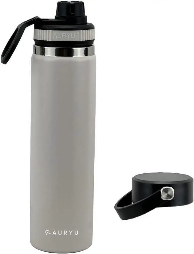 Main image of 24oz Triple Wall Insulated Stainless Steel Water Bottle  Leak Proof Sports Thermos with Bonus Spout Lid  Wide Mouth BPA-Free Hot & Cold Travel Gym Hiking Flask  Oat