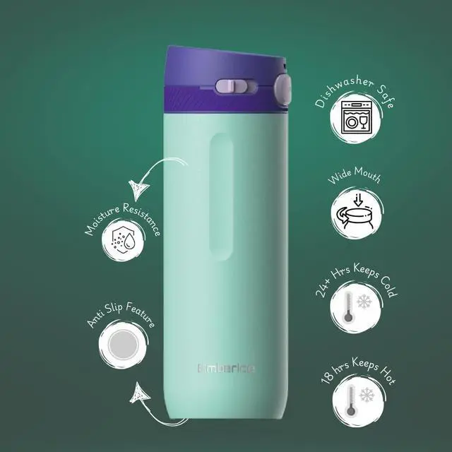 Alt view image 4 of 7 - 20 oz Thermos Vacuum Insulated Bottles - Double Wall Coffee Thermal for Travelers & Campers Keeps Drinks Hot 18H Cold 24H Leak-Free BPA-Free Food-Grade Stainless Steel (Indigo Aqua)