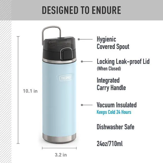 Alt view image 2 of 7 - ICON SERIES Stainless Steel Water Bottle with Spout - 24 Ounce Glacier - Vacuum Insulated Water Bottle with Lid