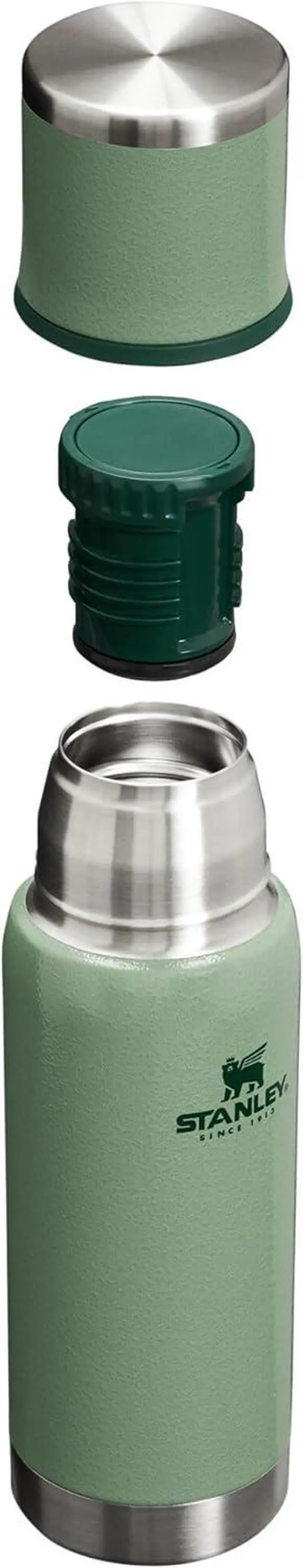 Alt view image 2 of 2 - Stanley Adventure-To-Go Vacuum Bottle 16 oz | Wide Mouth with Leakproof Cup Lid | Keep Drinks Hot or Cold | Packable for Travel | Insulated Stainless Steel Thermal Bottle | BPA-Free | Hammertone Green