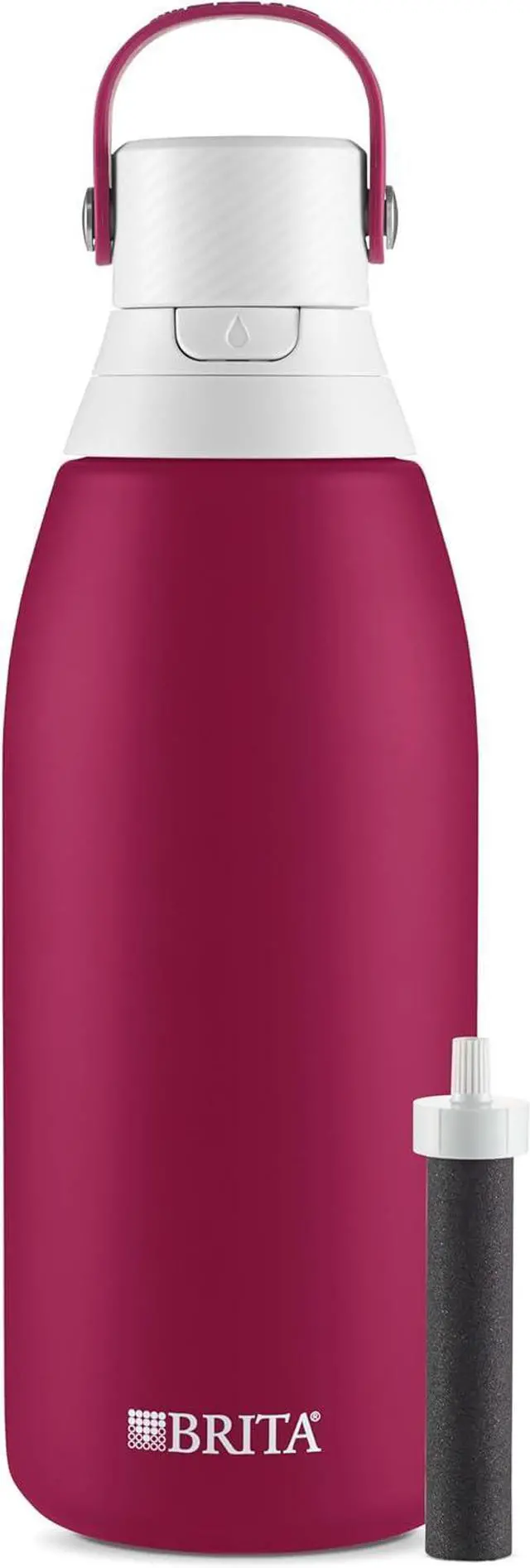 Main image of Insulated Filtered Water Bottle with Straw Christmas Gift and Stocking Stuffer For Men and Women Reusable Stainless Steel Metal Ruby 32 Ounce