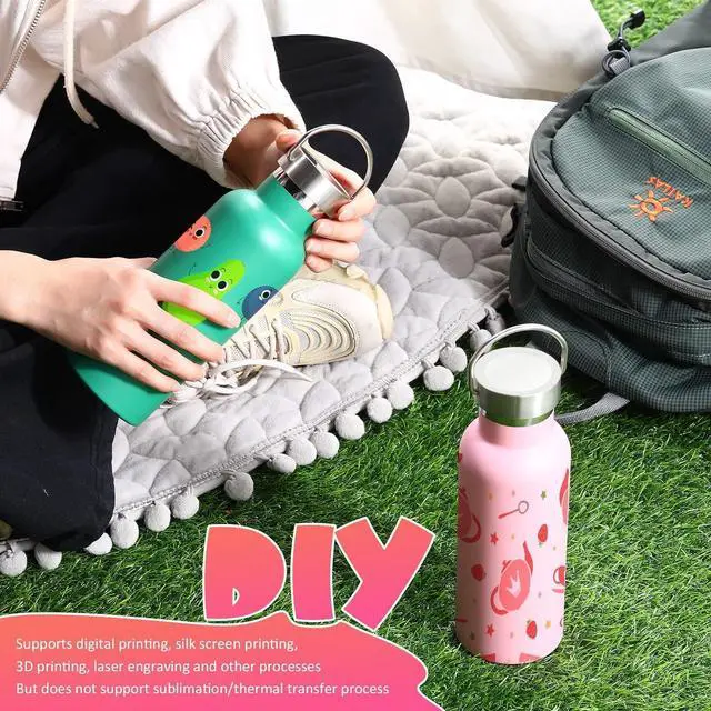 Alt view image 3 of 7 - 10 Pcs 17 oz Stainless Steel Sports Water Bottle Insulated Reusable Water Bottles with Handle Metal Bottle for Hikers Gift 10 Colors