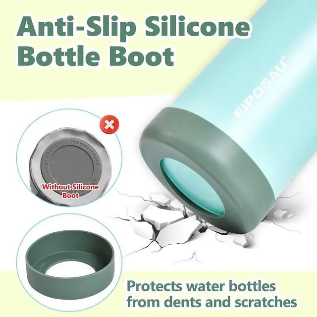 Alt view image 5 of 7 - Insulated Water Bottle with Lid & Boot & Stickers 40 oz Stainless Steel Sweat Free Bottle Keep Cold 24H BPA-Free Sports Wide Mouth Water Bottle Green