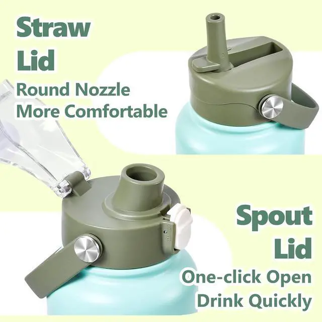 Alt view image 7 of 7 - Insulated Water Bottle with Lid & Boot & Stickers 40 oz Stainless Steel Sweat Free Bottle Keep Cold 24H BPA-Free Sports Wide Mouth Water Bottle Green