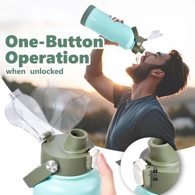 Alt view image 3 of 7 - Insulated Water Bottle with Lid & Boot & Stickers 40 oz Stainless Steel Sweat Free Bottle Keep Cold 24H BPA-Free Sports Wide Mouth Water Bottle Green