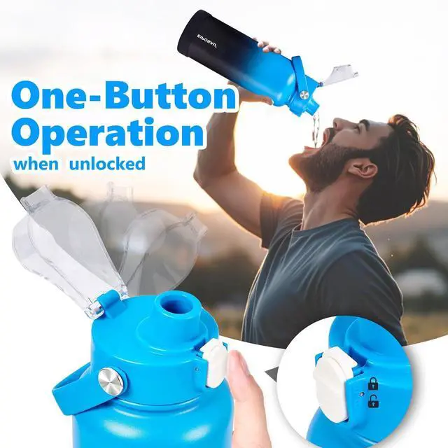 Alt view image 3 of 7 - Insulated Water Bottle with Lid & Boot & Stickers 40 oz Stainless Steel Sweat Free Bottle Keep Cold 24H BPA-Free Sports Wide Mouth Water Bottle BlueBlack