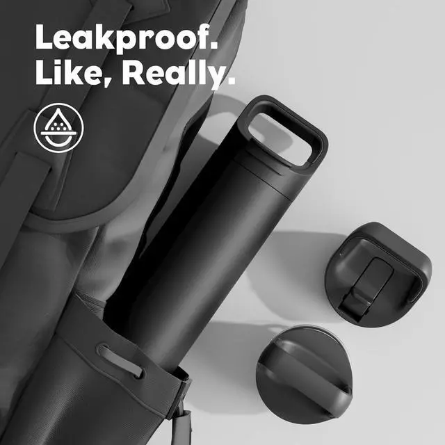 Alt view image 4 of 7 - 24 oz Insulated Water Bottle for Sports: 3 Lids Leakproof Keep Cold 24H Car Cupholder Friendly Stainless Steel Water Flask with Straw and Spout Caps for Gym School Work Cycling (Midnight Black)