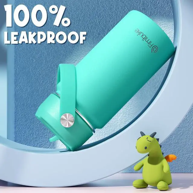 Alt view image 4 of 7 - Kids Insulated Water Bottle - 14oz BPA-FREE 18/8 Stainless Steel Travel Tumbler Leak Proof Double Wall Vacuum Kid Cup with Straw Metal Water Bottle for School Boys Girls2 Pack Candy/Bubble