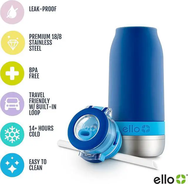 Alt view image 3 of 7 - Emma 14oz Vacuum Insulated Stainless Steel Kids Water Bottle with Straw and Built-in Carrying Handle and Leak-Proof Locking Lid for School Backpack Lunchbox and Outdoor Sports