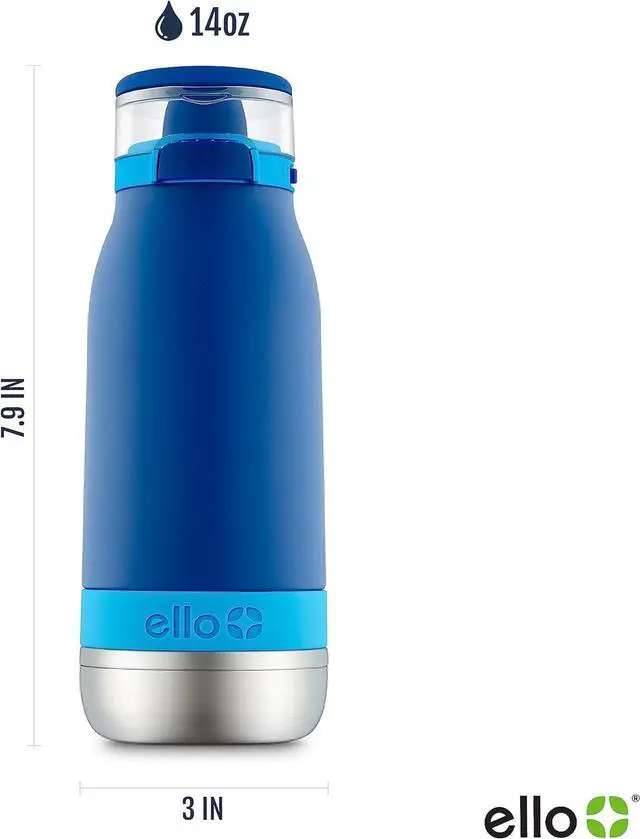 Alt view image 4 of 7 - Emma 14oz Vacuum Insulated Stainless Steel Kids Water Bottle with Straw and Built-in Carrying Handle and Leak-Proof Locking Lid for School Backpack Lunchbox and Outdoor Sports