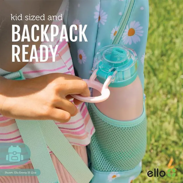 Alt view image 6 of 7 - Emma 14oz Vacuum Insulated Stainless Steel Kids Water Bottle with Straw and Built-in Carrying Handle and Leak-Proof Locking Lid for School Backpack Lunchbox and Outdoor Sports